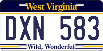 WV license plate DXN583