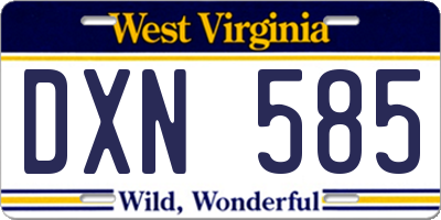 WV license plate DXN585