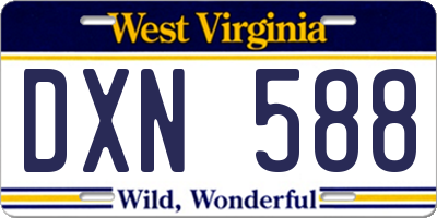 WV license plate DXN588