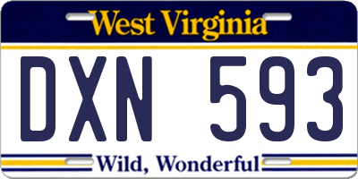 WV license plate DXN593