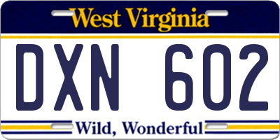 WV license plate DXN602