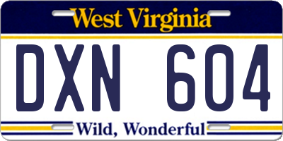 WV license plate DXN604