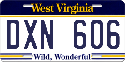 WV license plate DXN606