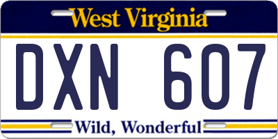 WV license plate DXN607