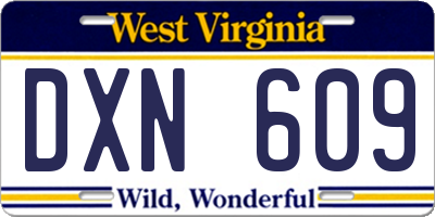 WV license plate DXN609