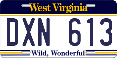WV license plate DXN613