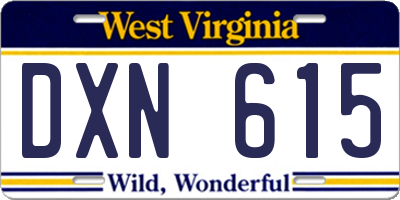 WV license plate DXN615