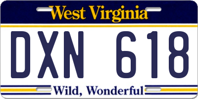WV license plate DXN618