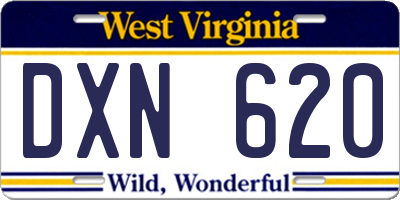 WV license plate DXN620