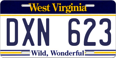 WV license plate DXN623