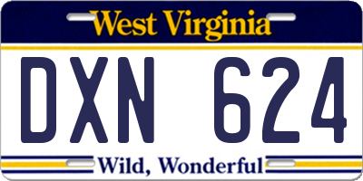 WV license plate DXN624