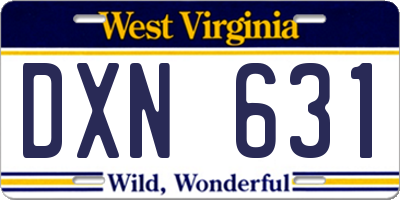 WV license plate DXN631