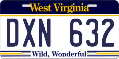 WV license plate DXN632
