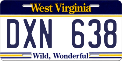 WV license plate DXN638
