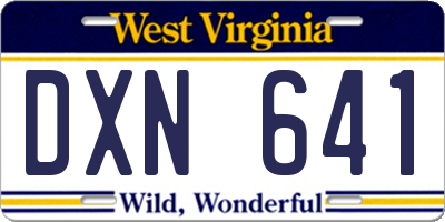 WV license plate DXN641