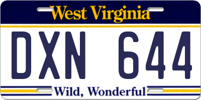 WV license plate DXN644