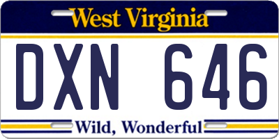 WV license plate DXN646