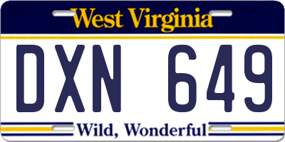 WV license plate DXN649
