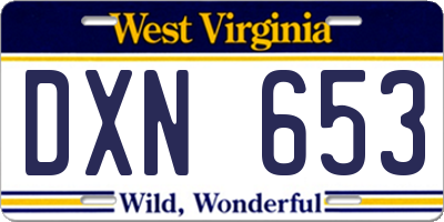 WV license plate DXN653