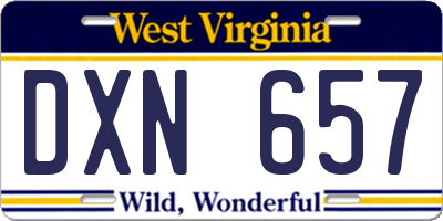 WV license plate DXN657