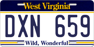 WV license plate DXN659