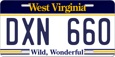 WV license plate DXN660