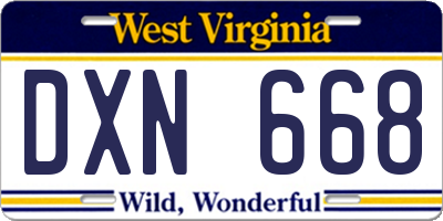WV license plate DXN668