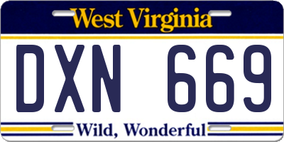 WV license plate DXN669