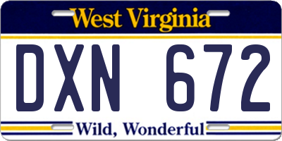 WV license plate DXN672