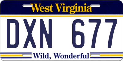 WV license plate DXN677