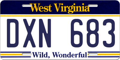 WV license plate DXN683