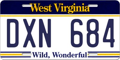 WV license plate DXN684