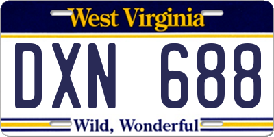 WV license plate DXN688
