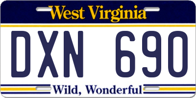 WV license plate DXN690
