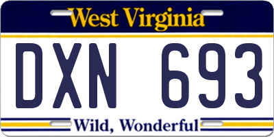 WV license plate DXN693