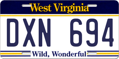 WV license plate DXN694