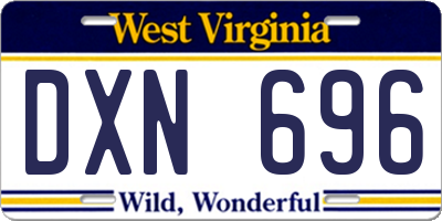 WV license plate DXN696