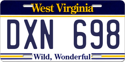 WV license plate DXN698