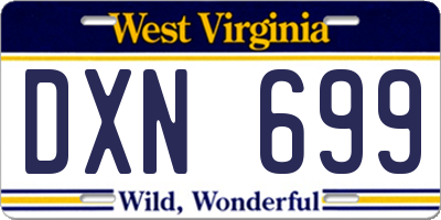 WV license plate DXN699