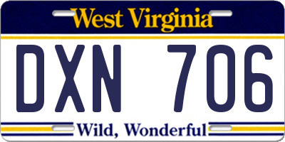 WV license plate DXN706