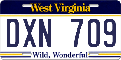 WV license plate DXN709