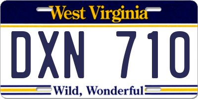 WV license plate DXN710