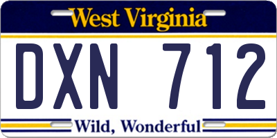 WV license plate DXN712