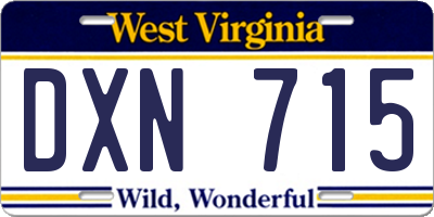 WV license plate DXN715