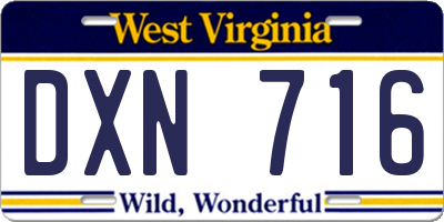WV license plate DXN716
