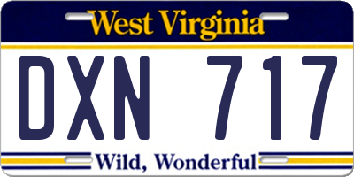 WV license plate DXN717