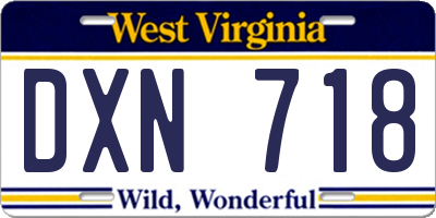 WV license plate DXN718