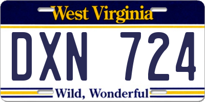 WV license plate DXN724
