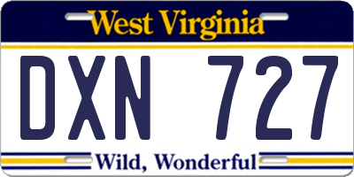 WV license plate DXN727