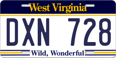 WV license plate DXN728